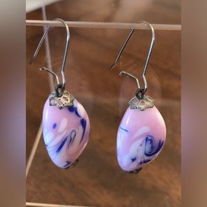 New Vintage antique Czechoslovakian glass bead pierced earrings